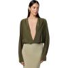 Norma Kamali Womens Hooded Super Oversized Bf Nk Shirt Bodysuit(Bark)