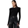 Norma Kamali Womens Long Sleeve Shoulder Pad V Neck Top(Black)