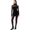 Norma Kamali Womens Ls Turtleneck Strapless Diana Pickleball Dress W/(Black/Black Mesh)
