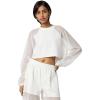 Norma Kamali Women’s Oversized Raglan Sleeve Cropped Top W/Mesh(Snow White)