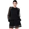 Norma Kamali Womens Oversized Raglan Sleeve Top W/Mesh(Black)