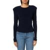 Norma Kamali Women’s Shoulder Pad Long Sleeve Crew Top(Midnight)