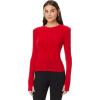 Norma Kamali Women’s Shoulder Pad Long Sleeve Crew Top(Tiger Red)
