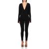 Norma Kamali womens Dolman V Neck Catsuit(Black)