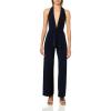 Norma Kamali womens Halter Wrap Straight Leg Jumpsuit(Midnight)