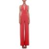 Norma Kamali womens Halter Wrap Straight Leg Jumpsuit(Papaya)
