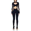 Norma Kamali womens Long Sleeve Aztec Catsuit(Midnight)