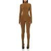 Norma Kamali womens Long Sleeve Slim Fit Turtle Catsuit W/Footie(Bronze)