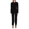 Norma Kamali womens Ls Shoulder Pad V Neck Zip Front Tapered Leg Jumps(Black)