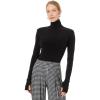 Norma Kamali womens Slim Fit Long Sleeve Turtle Top Short(Black)