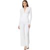 Norma Kamali womens V Neck L/S Shirred Waist Jumpsuit W/Shoulder Pads(Snow White)