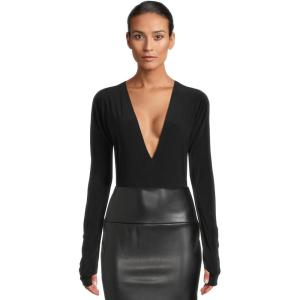 Norma Kamali Womens Dolman V Neck Bodysuit(Black)