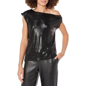 Norma Kamali Womens Drop Shoulder Top(Black Lame)