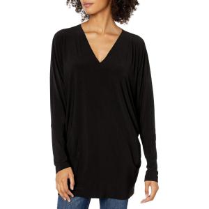 Norma Kamali Women’s Long Sleeve V Neck Dolman Top(Black)