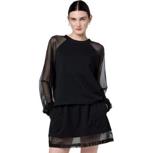 Norma Kamali Womens Oversized Raglan Sleeve Top W/Mesh(Black)