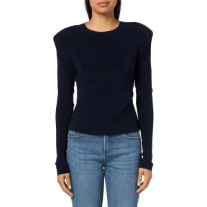 Norma Kamali Women’s Shoulder Pad Long Sleeve Crew Top(Midnight)