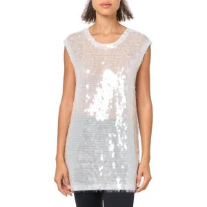 Norma Kamali Women’s Sleeveless Boyfriend Crewneck Top(Clear/White)