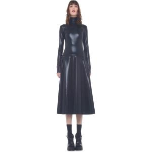 Norma Kamali Womens Slim Fit Long Sleeve Turtle Top(Black Foil)