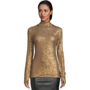 Norma Kamali Womens Slim Fit Long Sleeve Turtle Top(Bronze)