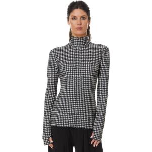 Norma Kamali Women’s Slim Fit Long Sleeve Turtle Top(Large Houndstooth)