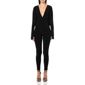 Norma Kamali womens Dolman V Neck Catsuit(Black)