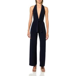 Norma Kamali womens Halter Wrap Straight Leg Jumpsuit(Midnight)