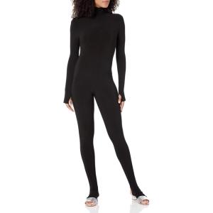 Norma Kamali womens Long Sleeve Slim Fit Turtle Catsuit W/Footie(Black)
