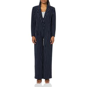 Norma Kamali womens Single Breasted Straight Leg Jumpsuit(True Navy Pinstripe)