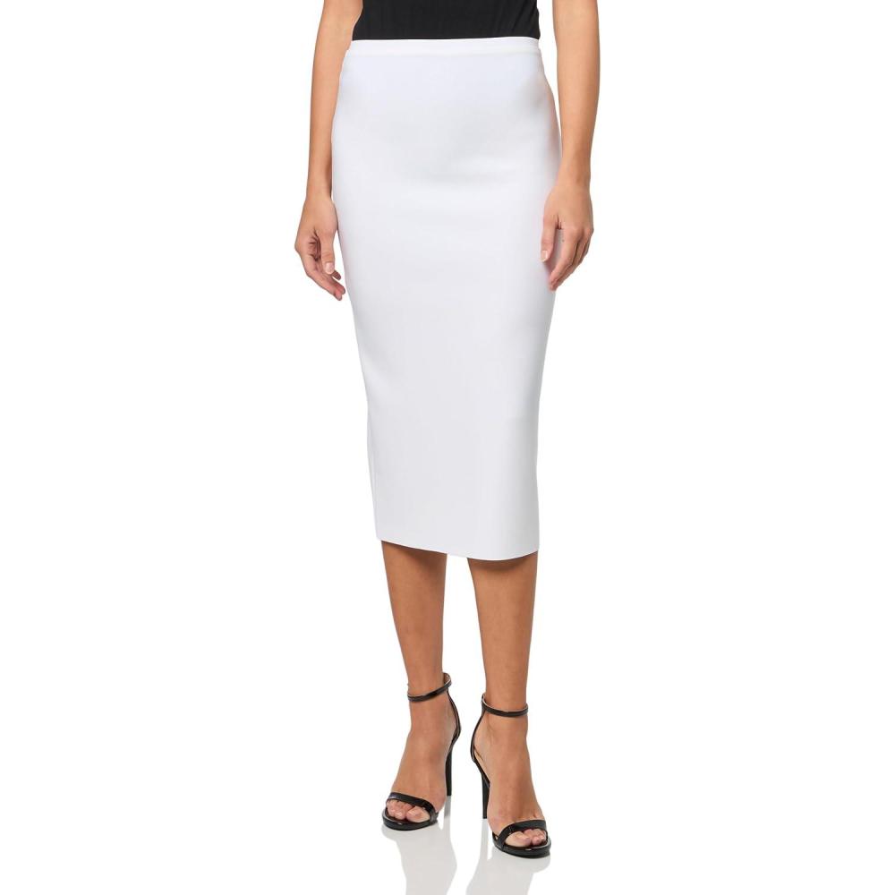 imageNorma Kamali Womens Straight Skirt to MidcalfSnow White