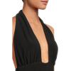 Norma Kamali womens Cross Halter Straight Leg Jumpsuit(Black)