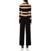Norma Kamali womens Spliced Straight Leg Jumpsuit(Black/Nude Mesh)