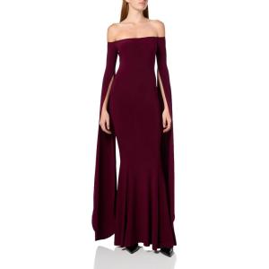 Norma Kamali Womens Off Shoulder Ribbon Sleeve Fishtail Gown(Plum)