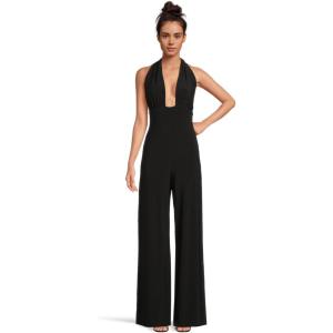 Norma Kamali womens Cross Halter Straight Leg Jumpsuit(Black)