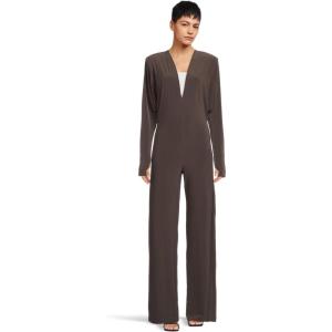 Norma Kamali womens Dolman V Neck Jumpsuit W/Shoulder Pads(Espresso)