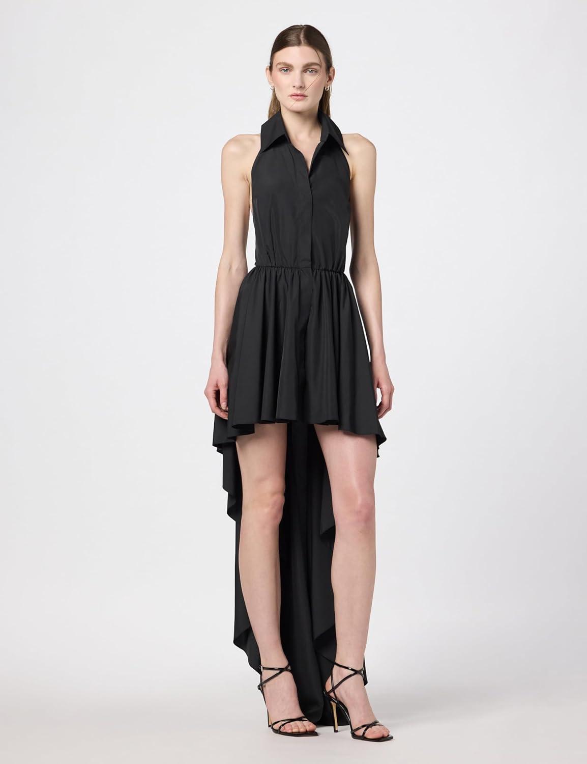 imageNorma Kamali Womens Hi Low Nk Halter Flared DressBlack
