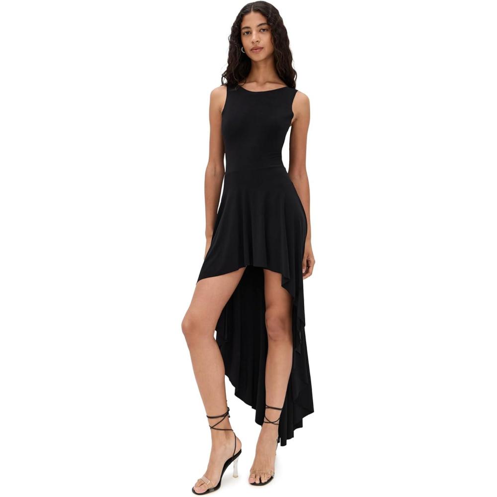 imageNorma Kamali Womens HighLow Sleeveless X GownBlack
