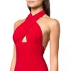 Norma Kamali Women’s Cross Halter Fishtail Gown (25)(Tiger Red)