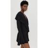 Norma Kamali Women’s Long Sleeve Deep V Ruffle Mini Dress(Black)