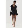 Norma Kamali Women’s Long Sleeve Deep V Ruffle Mini Dress(Black)