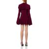 Norma Kamali Women’s Long Sleeve Deep V Ruffle Mini Dress(Plum)