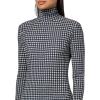 Norma Kamali Women’s Long Sleeve Turtle Fishtail Gown(Large Houndstooth)