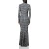 Norma Kamali Women’s Long Sleeve Turtle Fishtail Gown(Large Houndstooth)