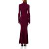 Norma Kamali Women’s Long Sleeve Turtle Fishtail Gown(Plum)