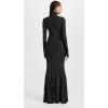 Norma Kamali Women’s Long Sleeve Turtle Fishtail Gown(Woven Pinstripe)