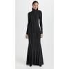 Norma Kamali Women’s Long Sleeve Turtle Fishtail Gown(Woven Pinstripe)