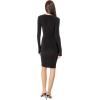 Norma Kamali Womens Long Sleeve V Neck Shirred Front Dress to Knee(Black)