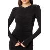 Norma Kamali Womens Long Sleeve V Neck Shirred Front Dress to Knee(Black)
