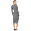 Norma Kamali Womens Long Sleeve V Neck Shirred Front Dress to Knee(Large Houndstooth)