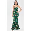 Norma Kamali Women’s Low Back Slip Fishtail Gown(Floral Green Multi)