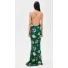 Norma Kamali Women’s Low Back Slip Fishtail Gown(Floral Green Multi)
